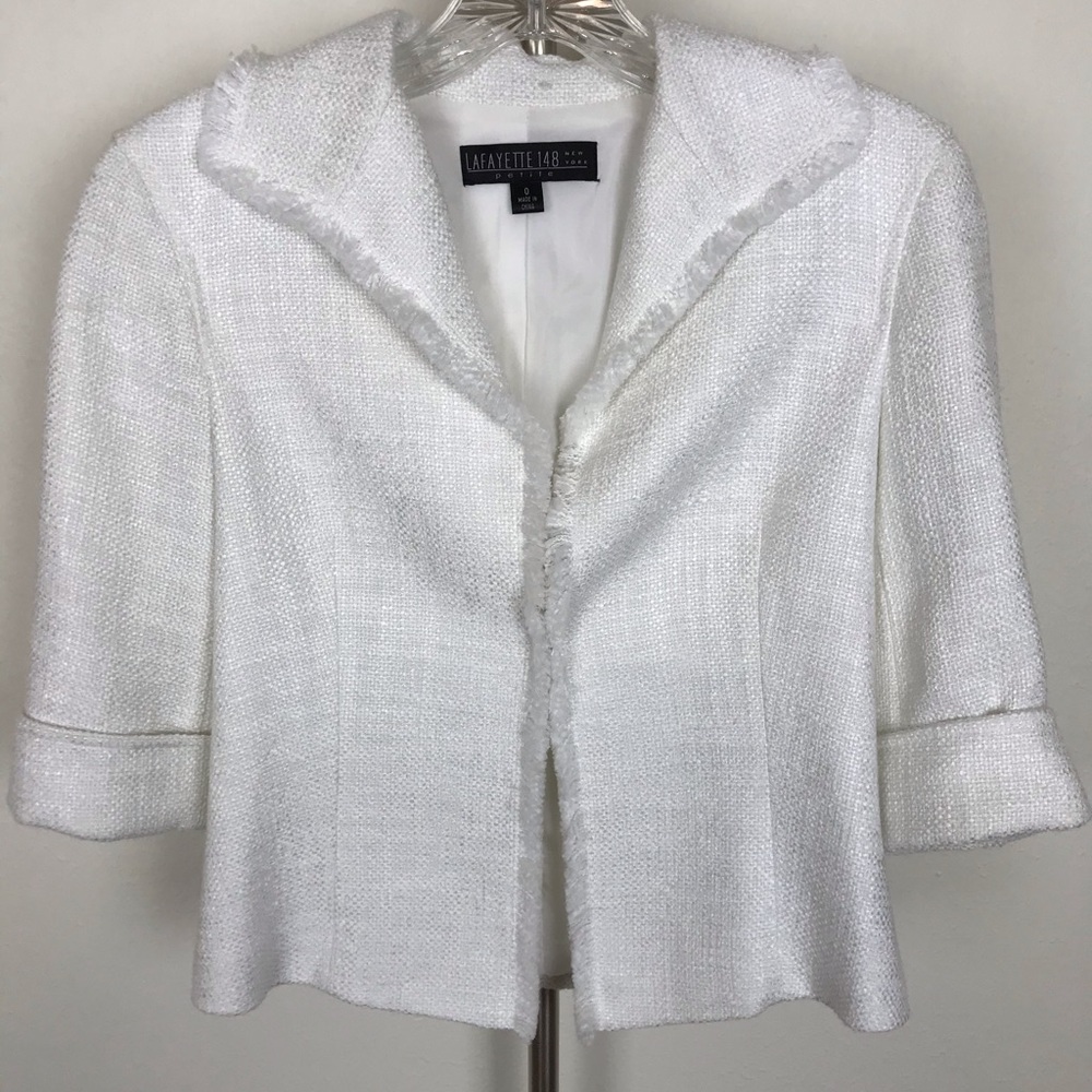 Lafayette 148 New York White Woven Jacket